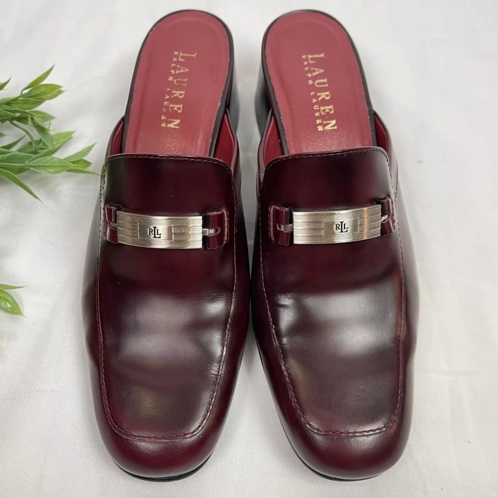 RALPH LAUREN BETHEL POLISHED LEATHER MULES